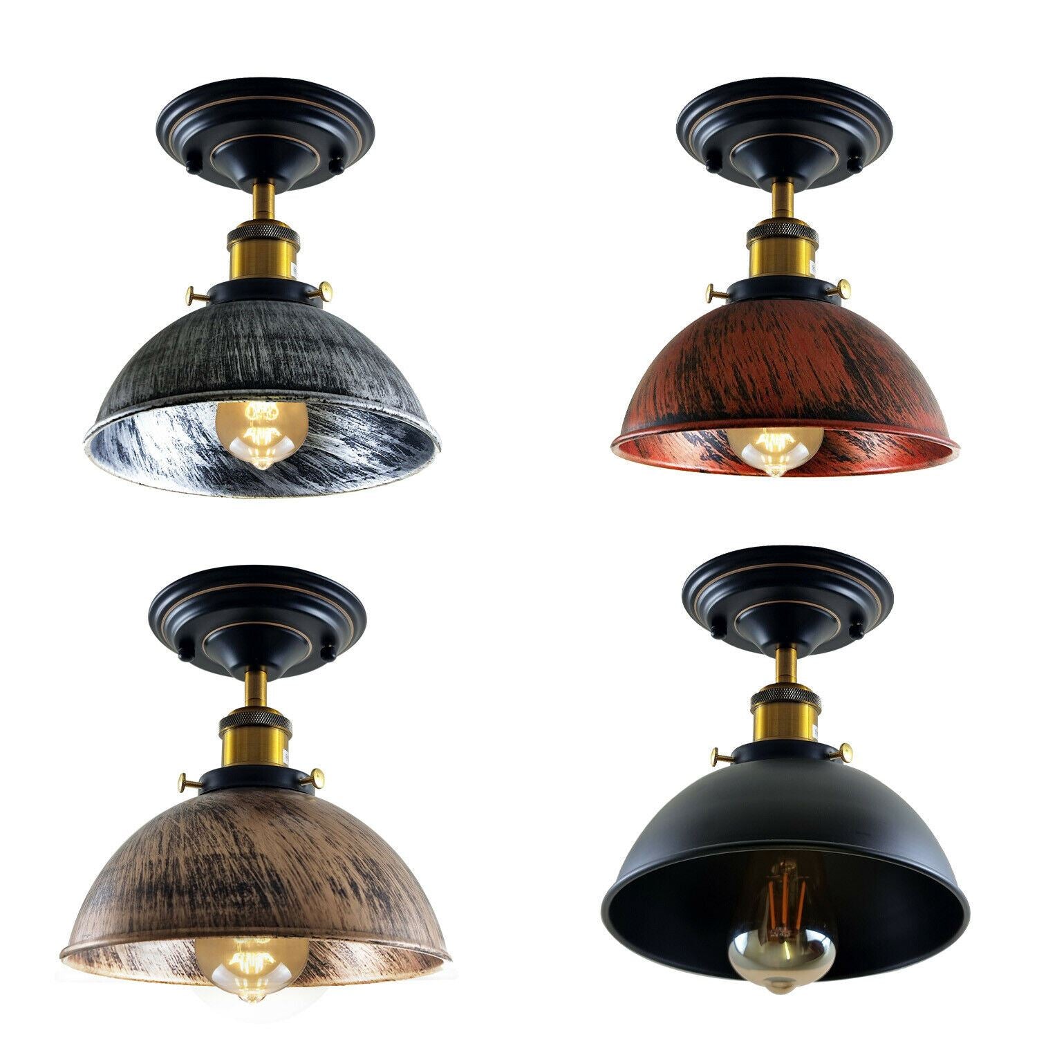 Vintage Pendant Ceiling Lights Industrial Flush Mount Dome Lamp Shade~1234 - LEDSone UK Ltd
