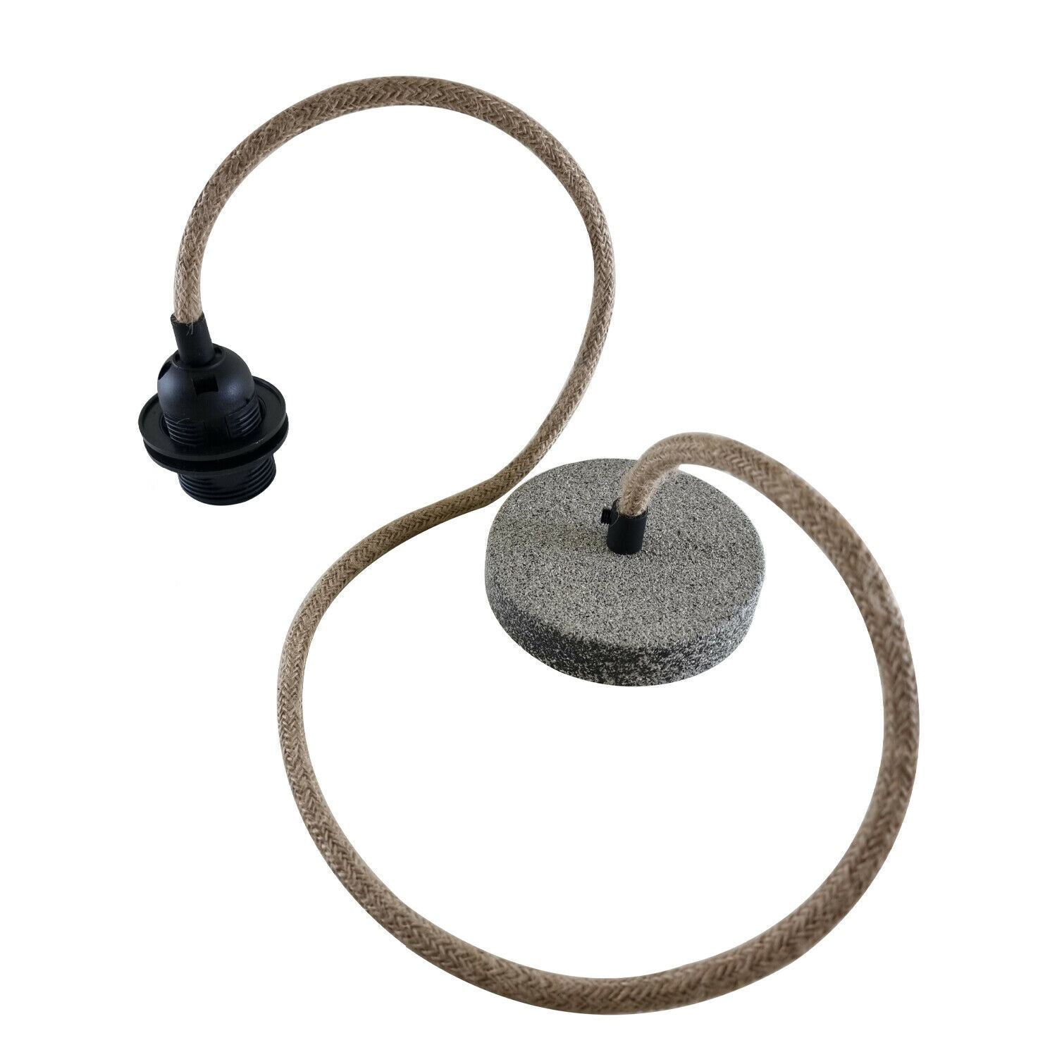 Industrial Vintage Retro Ceiling Rose Fabric Flex Hanging Pendant Lamp Holder~1245 - LEDSone UK Ltd