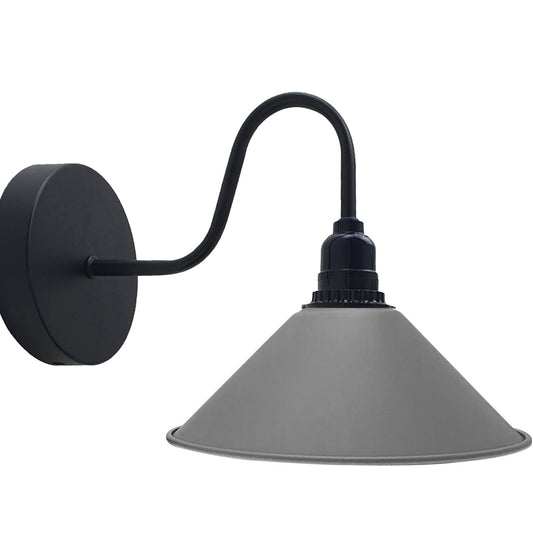 Shade Metalen Wandlamp Witte Kleur met Schakelaarhouder Geborsteld Effect~2525