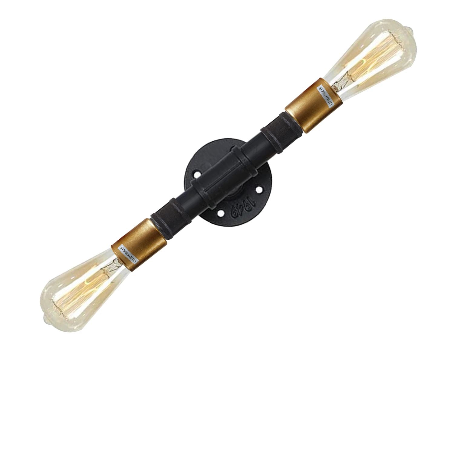 Industrial Wall Lamp Light Fixture Retro Steampunk Water Pipe 2-Light~1278 - LEDSone UK Ltd