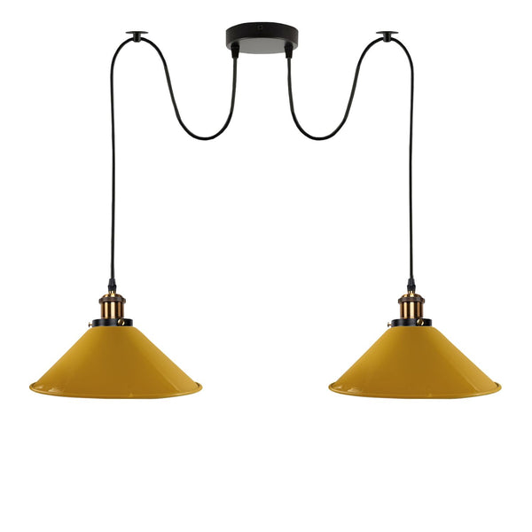 2-weg Retro Industriële plafondkabel E27 Hanglamp hanglamp~3403 – Geel / Ja