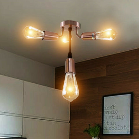 Vintage kooi plafondlamp, industriële metalen plafondlamp met 4 lampen, 3664