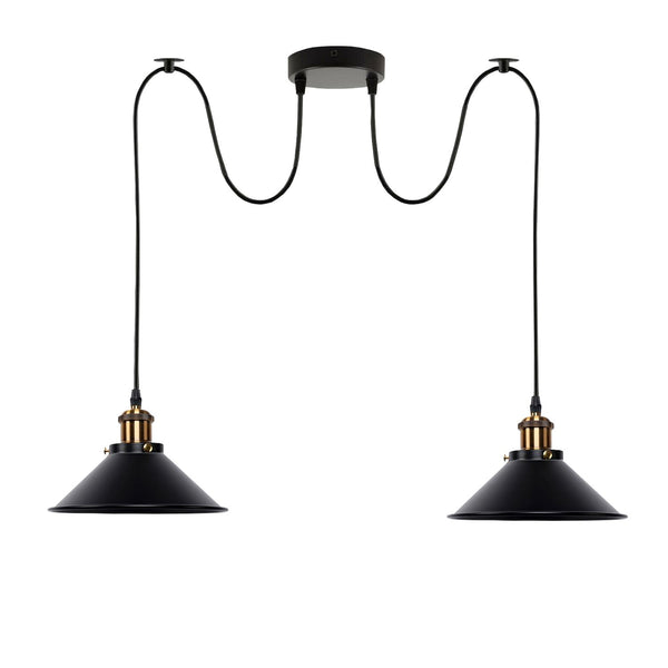 2-weg Retro Industriële plafondkabel E27 Hanglamp hanglamp~3403 – Zwart / Nee