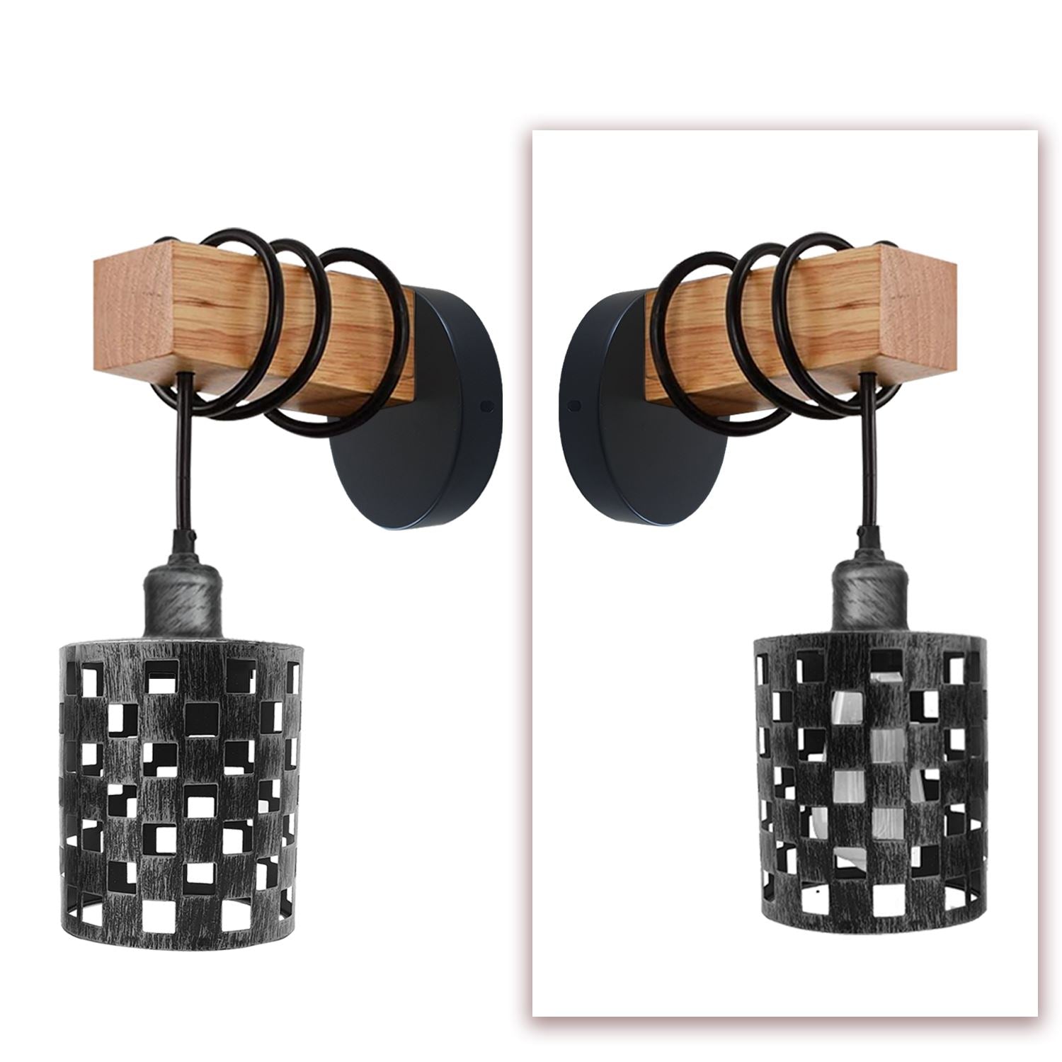 Vintage Industrial Retro Metal Wood Wall Lights Sconce Lamp Fixture~1314 - LEDSone UK Ltd