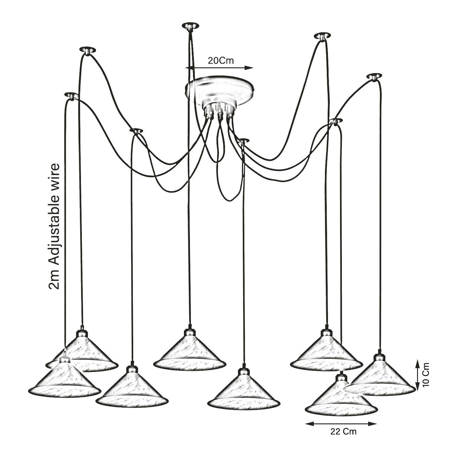 Modern Industrial Rustic Red Spider Ceiling Pendant Light Metal Cone Shade Indoor Hanging Light~3397 - LEDSone UK Ltd