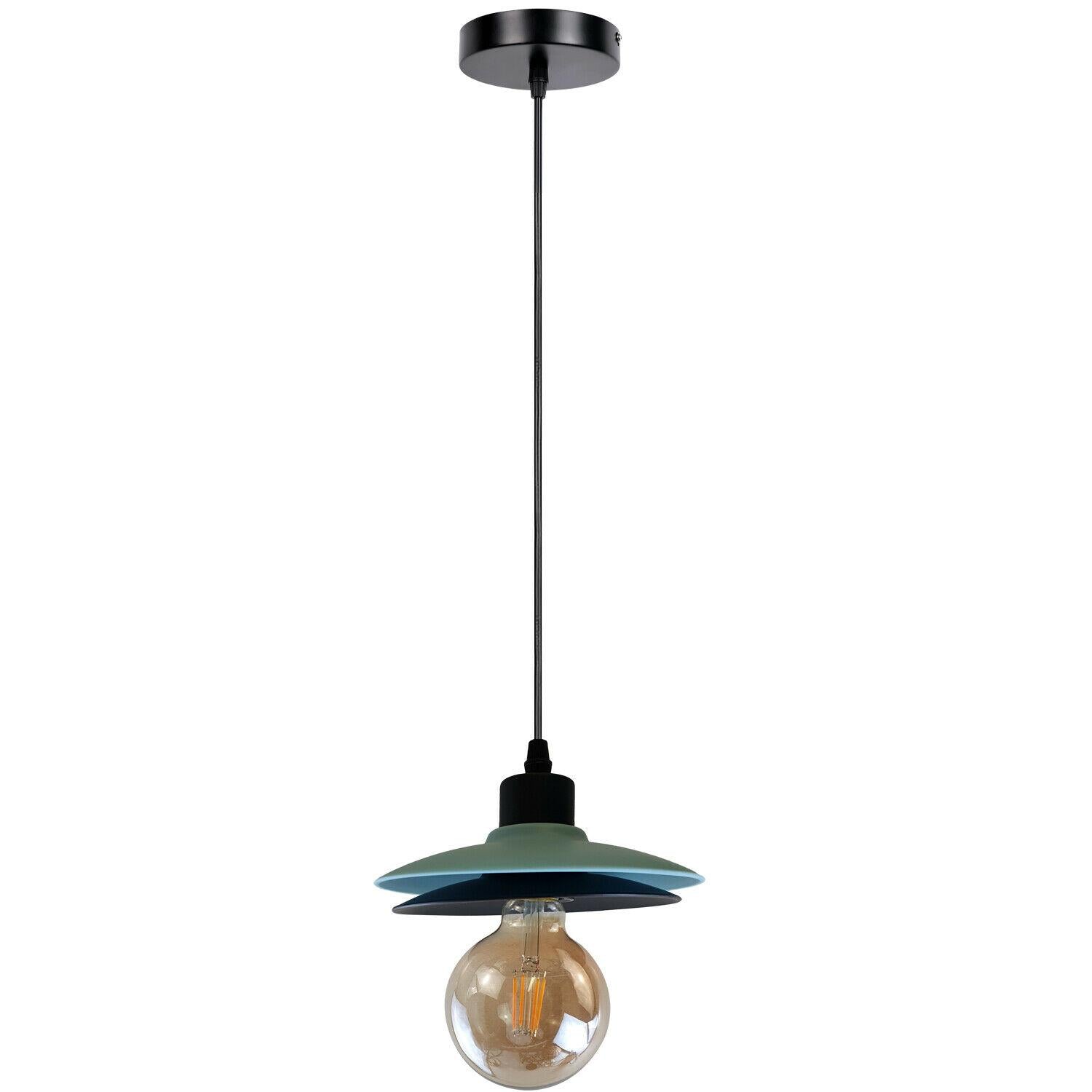 Double Shade Black And Blue Ceiling Hanging Pendant Light~1430 - LEDSone UK Ltd