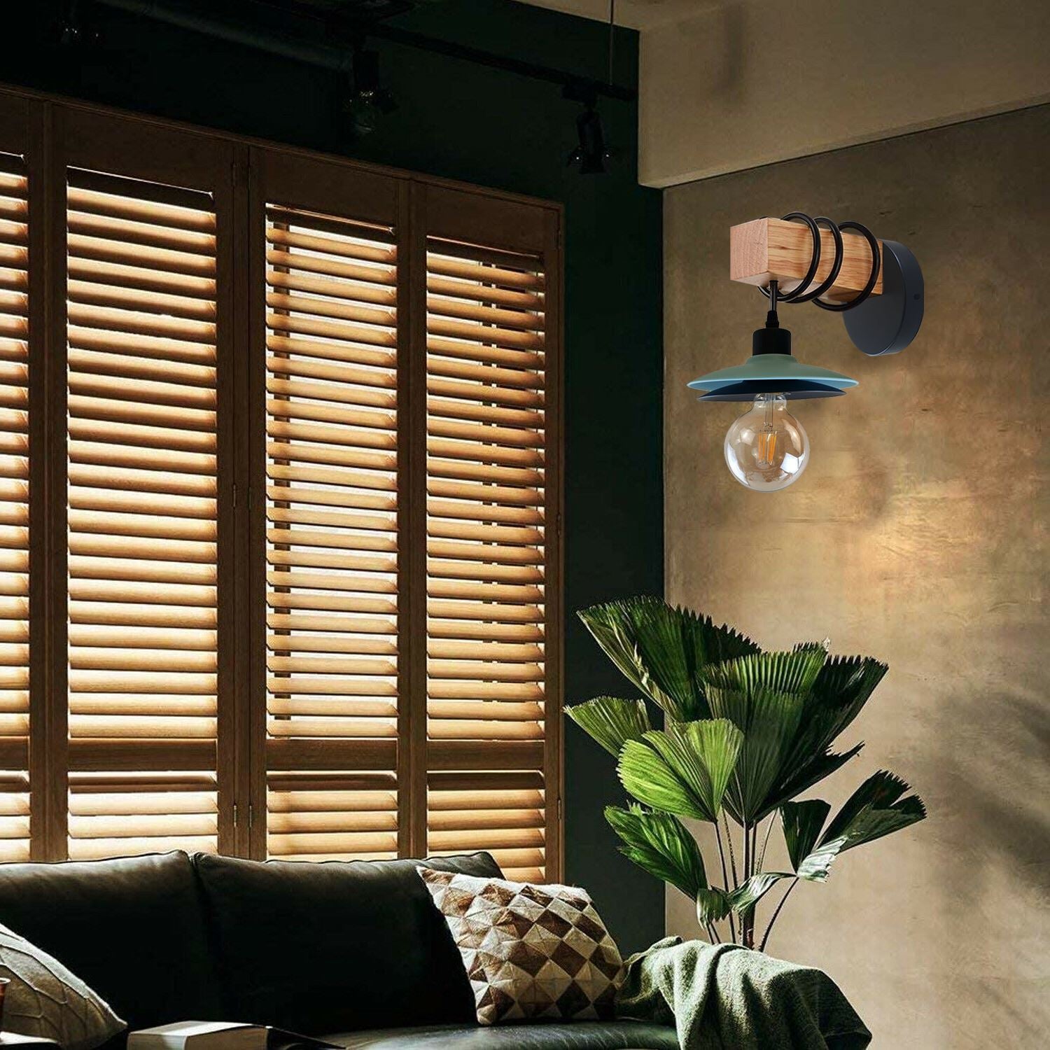 Wall Sconces Lighting Vintage Industrial Wood Indoor Wall Light Metal Double Shade Wall Lamp~1216 - LEDSone UK Ltd