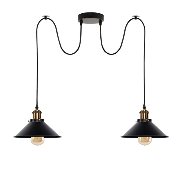 2-weg Retro Industriële plafondkabel E27 Hanglamp hanglamp~3403 – Zwart / Ja