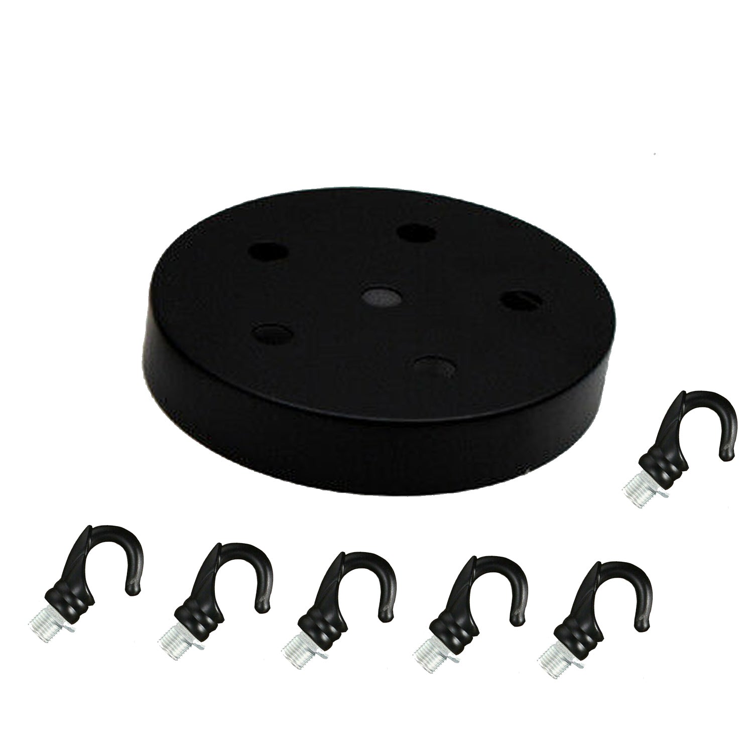 Black Ceiling Rose With Hook Pendant Light Fitting