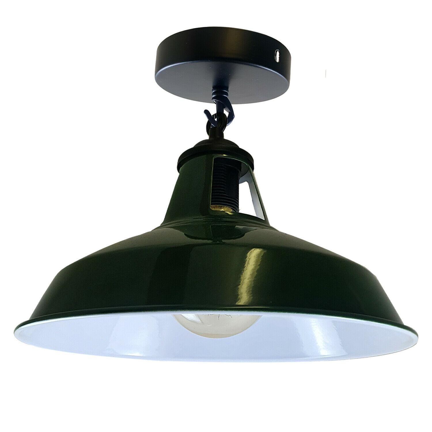 Colour Industrial Metal Ceiling Plate Light Holder & Retro Pendant Lamp Shade~1412 - LEDSone UK Ltd