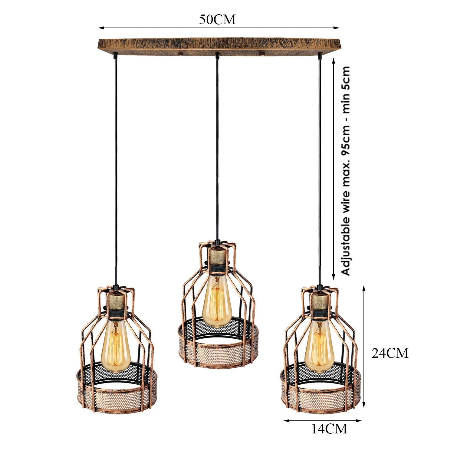 Vintage Modern 3 Head Pendant Light Bird Cage Shape Hanging Lamp UK~1418 - LEDSone UK Ltd