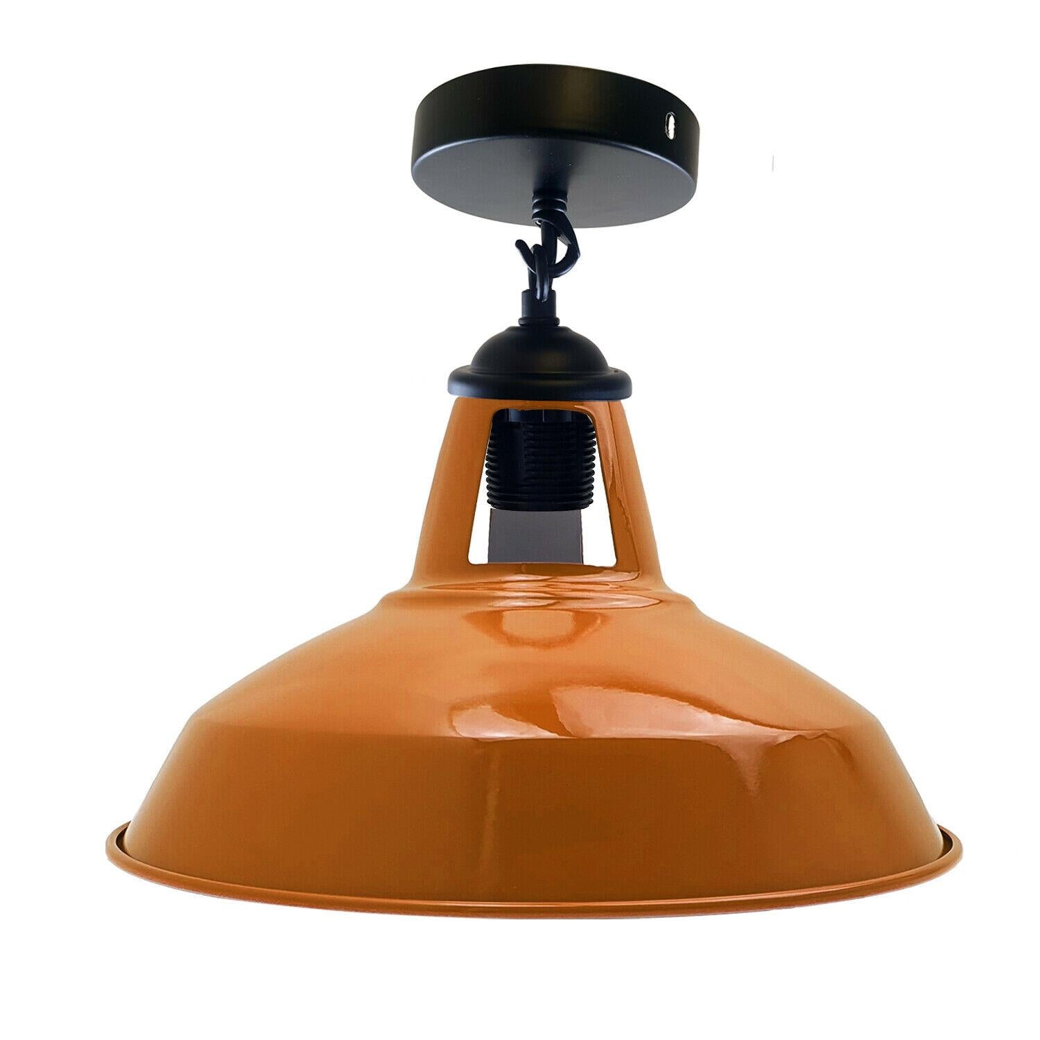 Colour Industrial Metal Ceiling Plate Light Holder & Retro Pendant Lamp Shade~1412 - LEDSone UK Ltd
