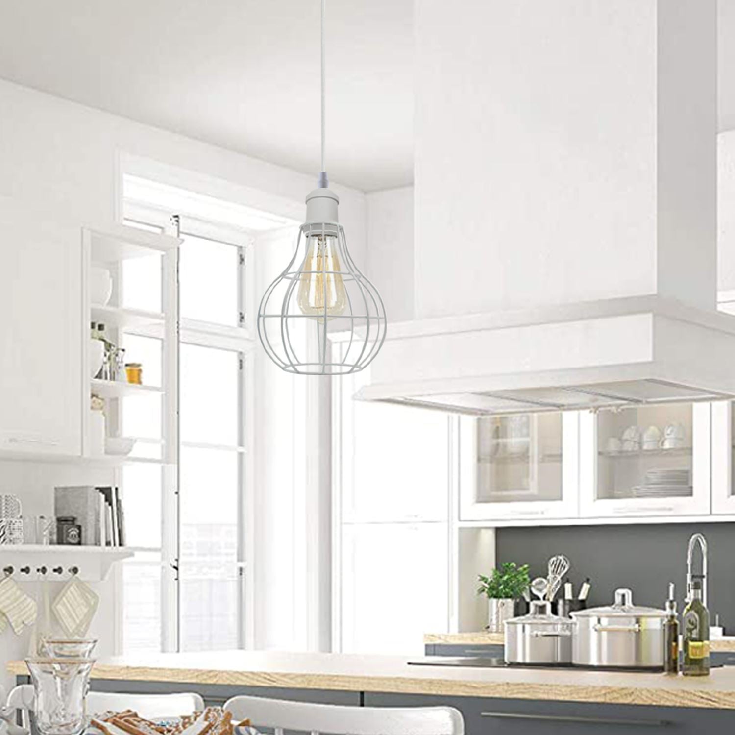 Modern Loft Vintage Industrial Retro Wire Cage Shade Pendant Light