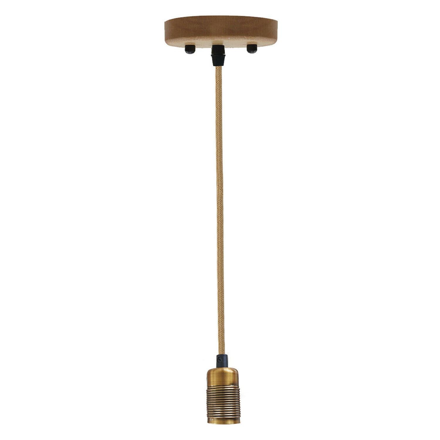 Vintage Industrial E27 Bulb Holder Screw Ceiling Rose Lamp Hemp Pendant Indoor Hanging Light Fitting Conservatory, Dining Room, Foyer, Garage~1191 - LEDSone UK Ltd