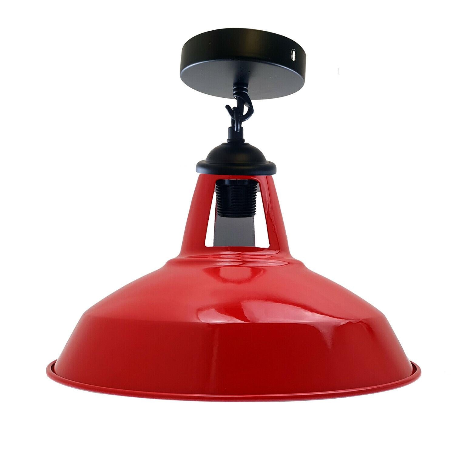 Colour Industrial Metal Ceiling Plate Light Holder & Retro Pendant Lamp Shade~1412 - LEDSone UK Ltd