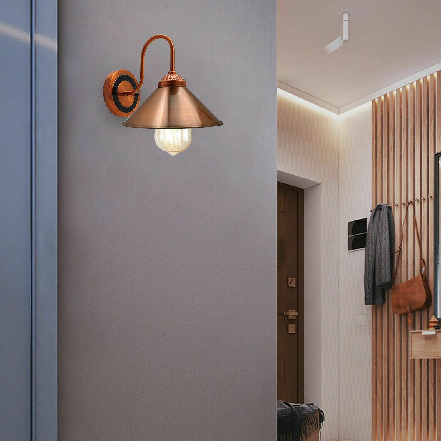Modern Copper Metal Wall Light Lamp Sconce Fixture Bedroom Hallway with E27 Base~1287 - LEDSone UK Ltd