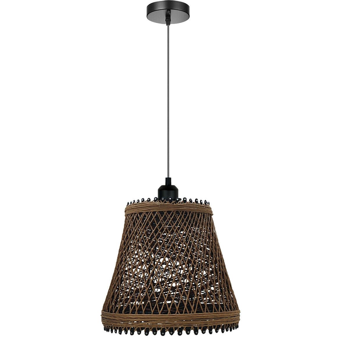 Rattan Wicker Ceiling Pendant Light Shade Hanging Light Antique décor Lampshade~1334 - LEDSone UK Ltd