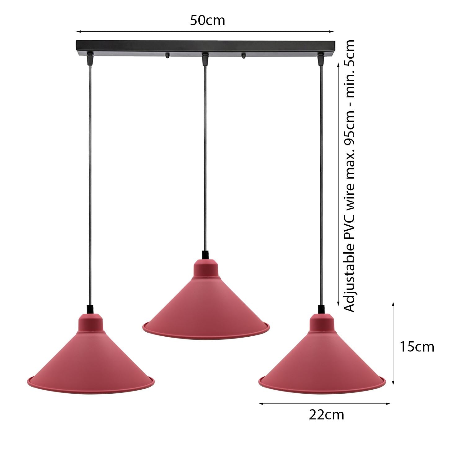 Retro Industrial Hanging Chandelier Ceiling Cone Shade pink colour  Vintage Metal Pendant light~1001 - LEDSone UK Ltd
