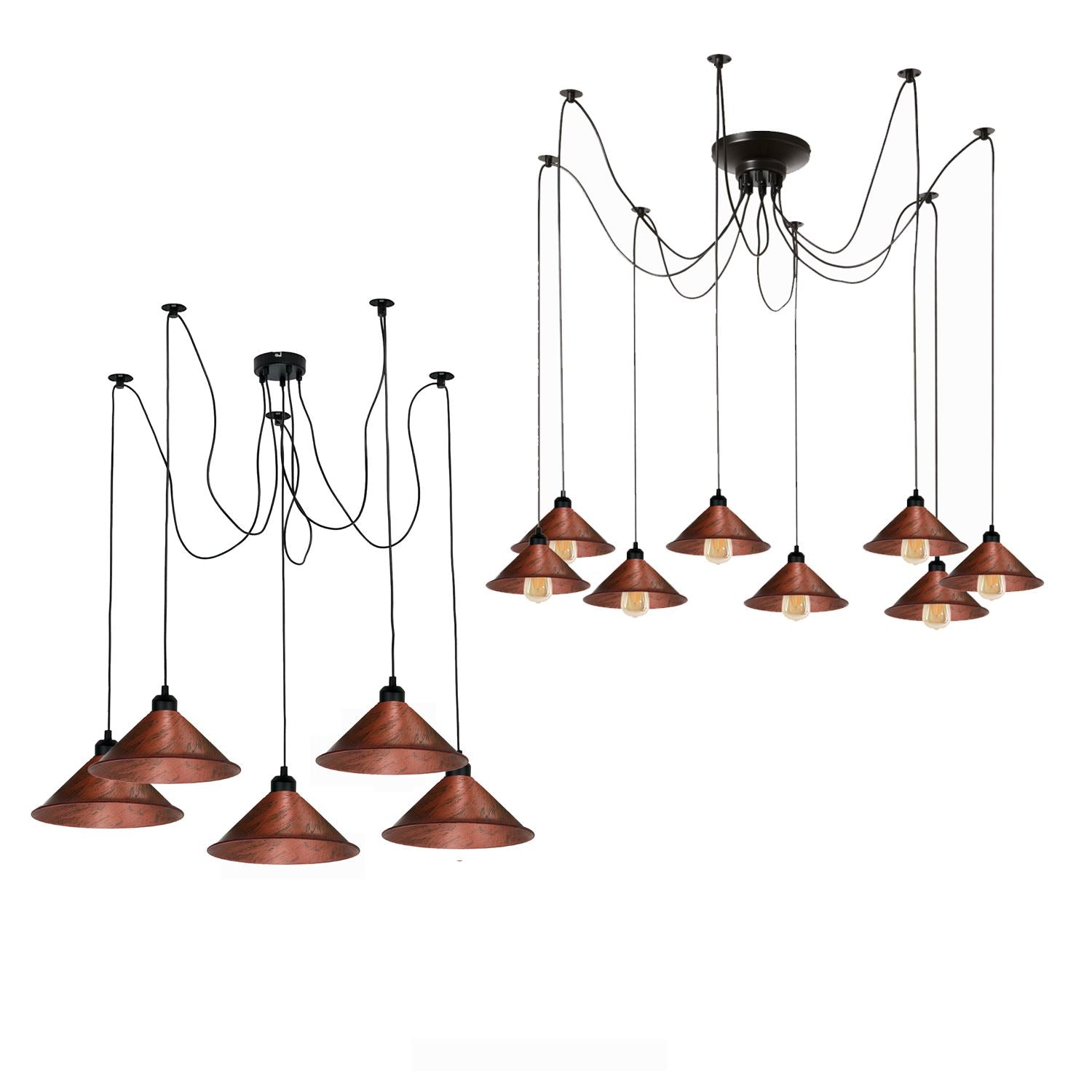 Modern Industrial Rustic Red Spider Ceiling Pendant Light Metal Cone Shade Indoor Hanging Light~3397 - LEDSone UK Ltd