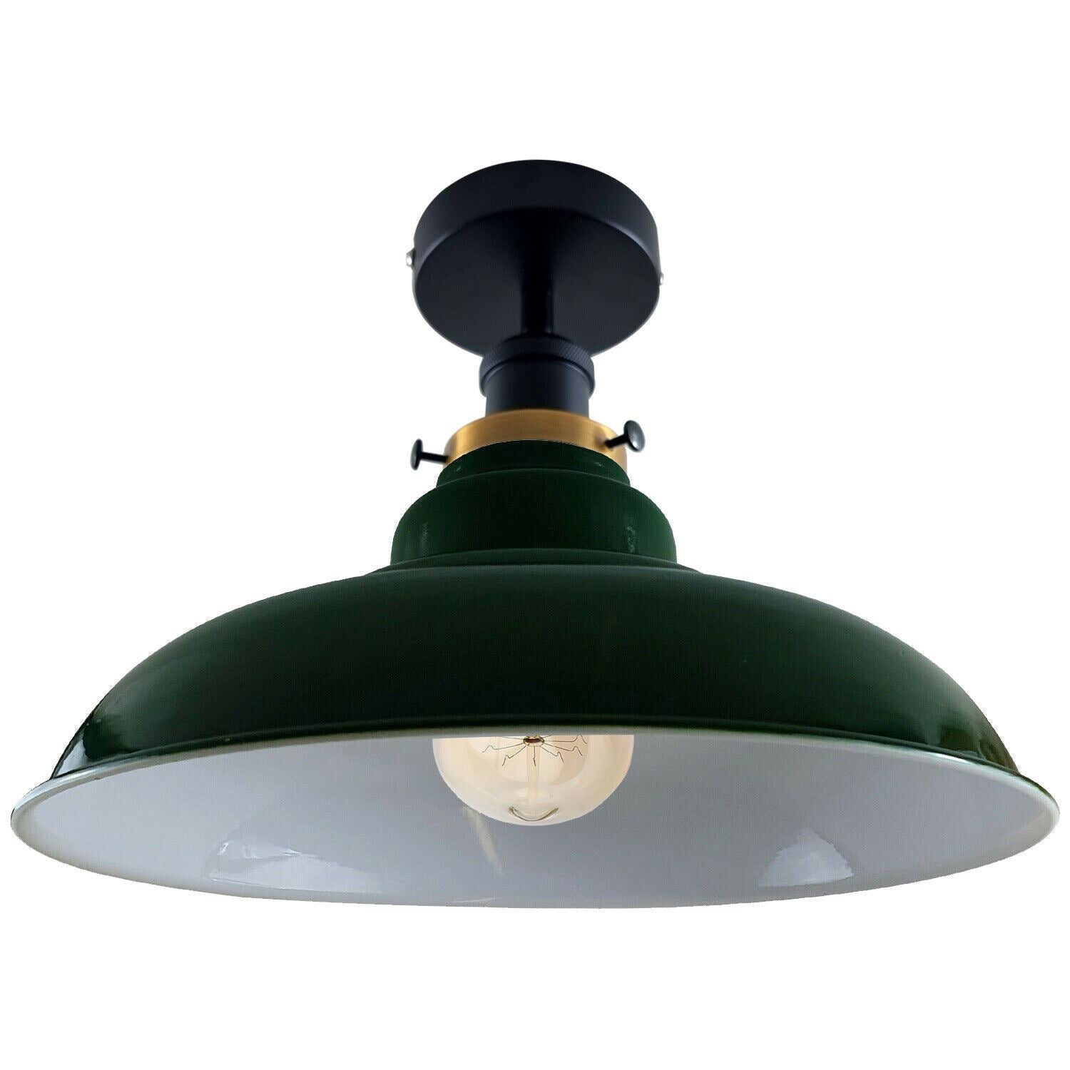 Modern Vintage Industrial Flush Mount Ceiling Light Metal Shape Shade