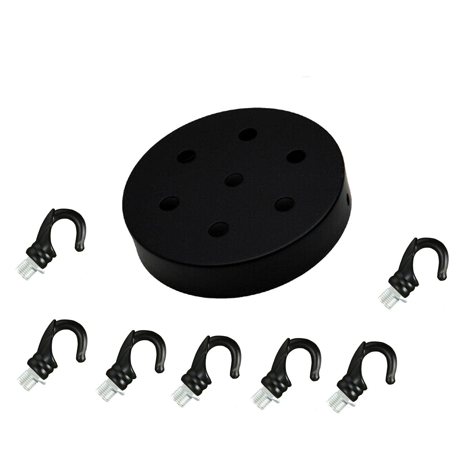 Black Ceiling Rose Hook Plate Light Fitting