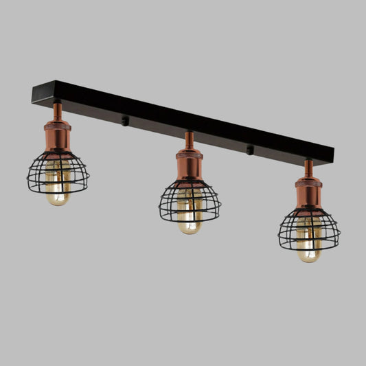 Industrial 3 Way Ceiling Light Fitting Indoor Ceiling Mount Light Black Metal Lamp Shade~1195 - LEDSone UK Ltd