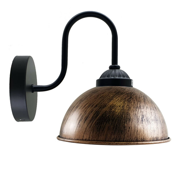 Retro wandlamp met koepelvormige metalen kap, E27 binnenwandverlichting ~1264 – Zonder lamp / Geborsteld koper