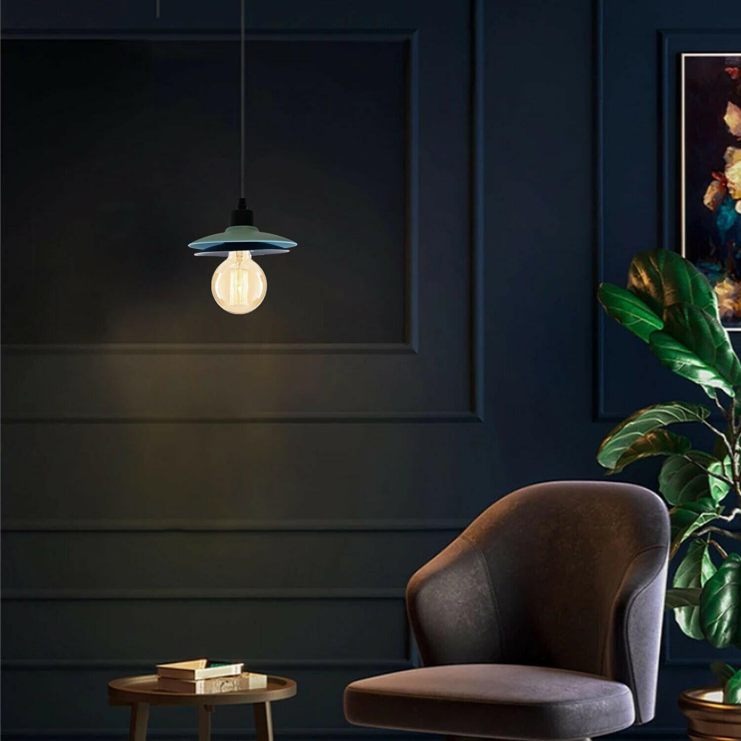 Double Shade Black And Blue Ceiling Hanging Pendant Light~1430 - LEDSone UK Ltd