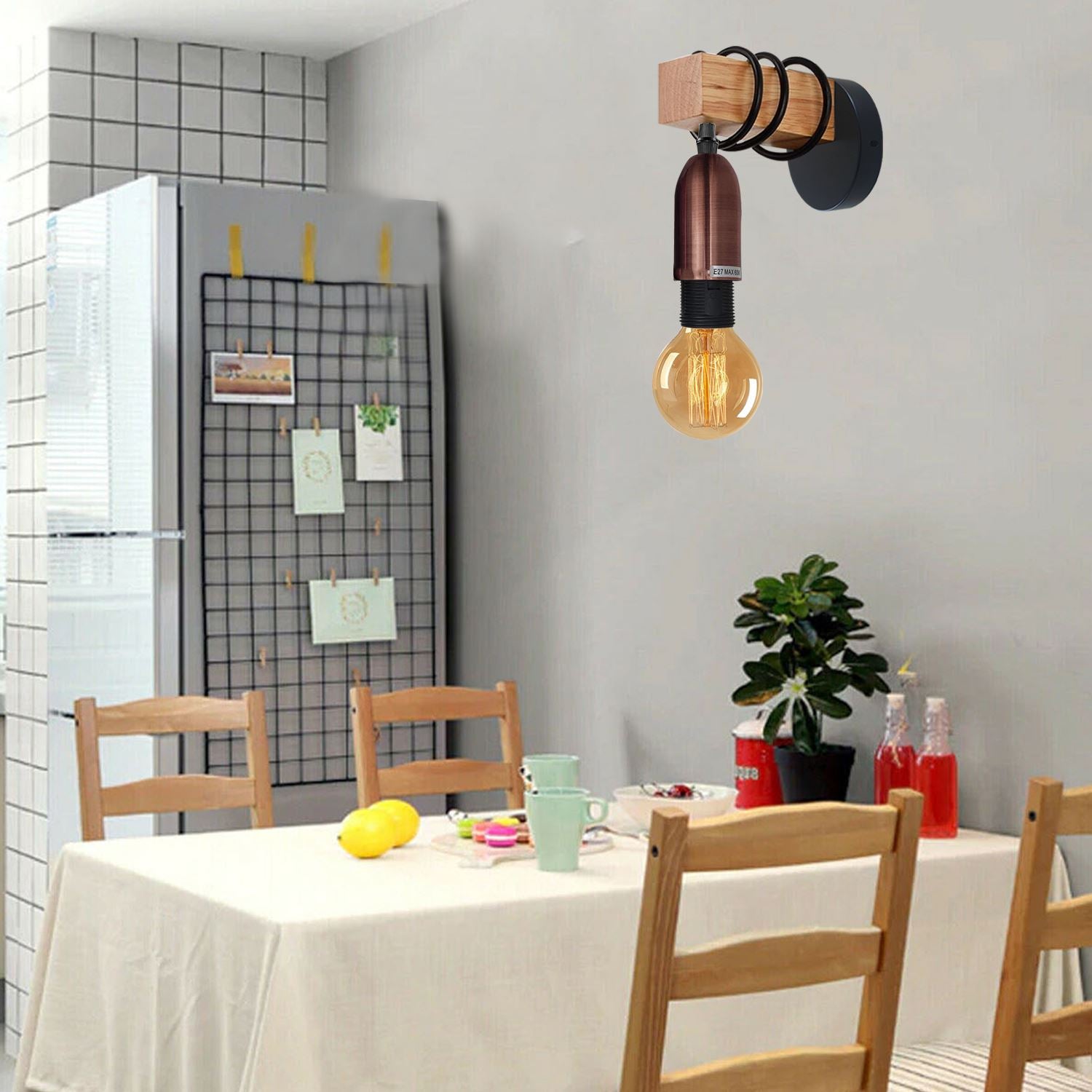 Vintage Industrial Retro Loft Modern Wood Wall Mount Lamp UK~1236 - LEDSone UK Ltd