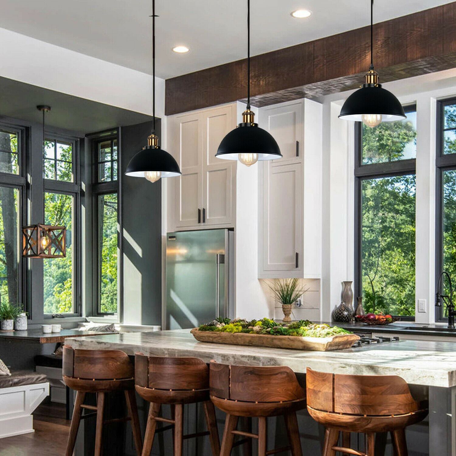 LEDSone Vintage Industrial Metal Ceiling Pendant Shade Modern Hanging Retro with various pattern Light black colour ~1259 - LEDSone UK Ltd