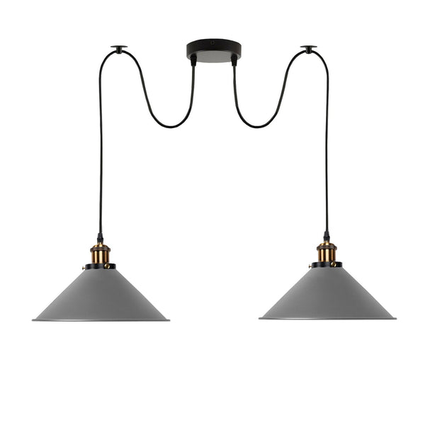 2-weg Retro Industriële plafondkabel E27 Hanglamp hanglamp~3403 – Grijs / Nee