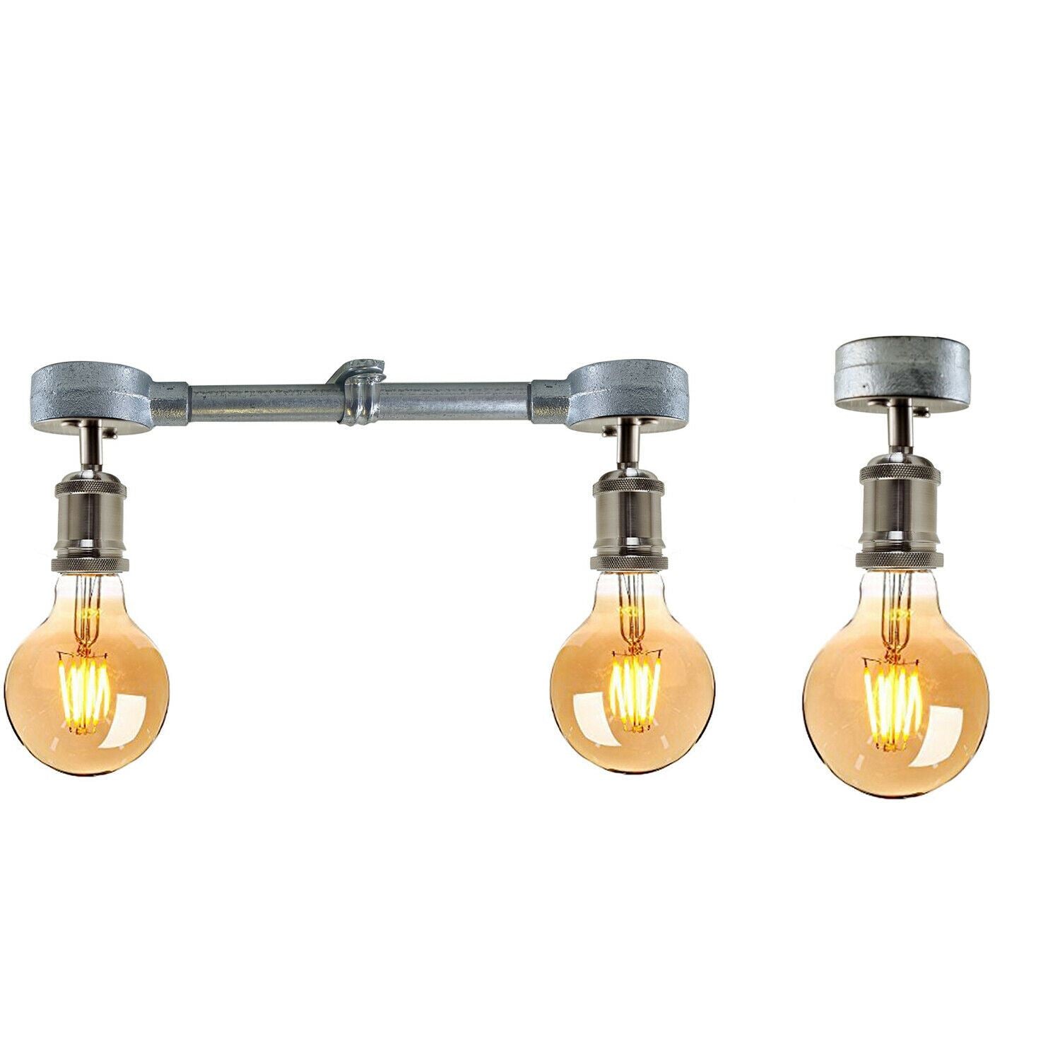 Vintage Industrial Pendant Light Galvanized Pipe Ceiling Light Fitting Metal Lamp Fixture For Hotel, Restaurants, Bar, Dining Room, Garage~1239 - LEDSone UK Ltd