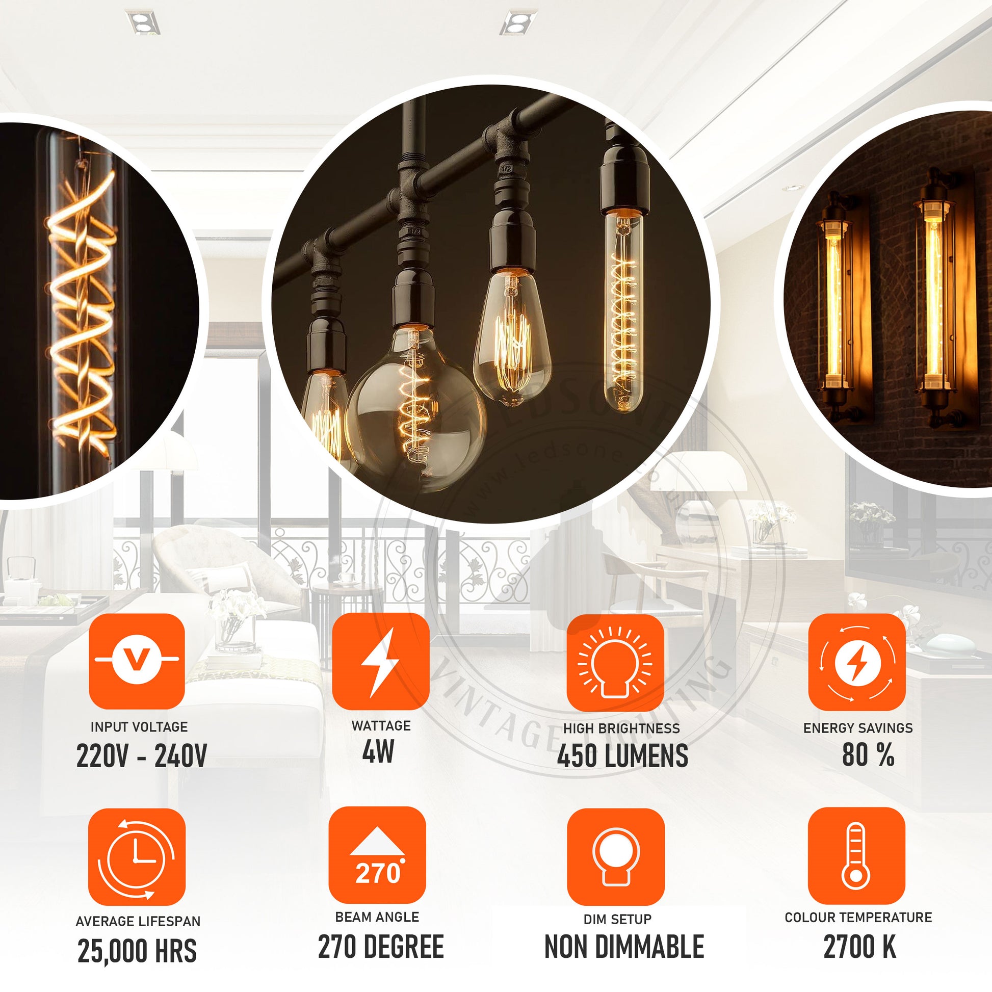 Antique filament light bulb - Application image