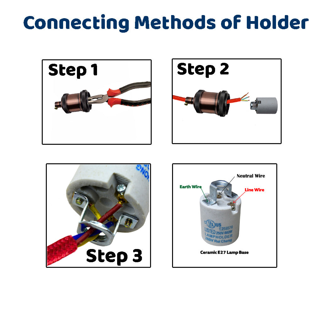 Dimmer Switch 2m Fabric Flex Cable Plug In Pendant With Short Holder~1611 - LEDSone UK Ltd