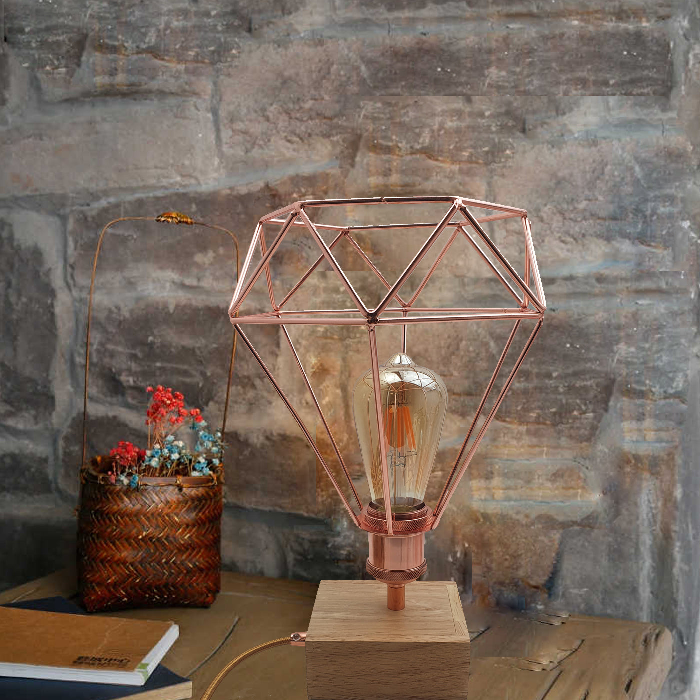 Wooden base table lamp Light