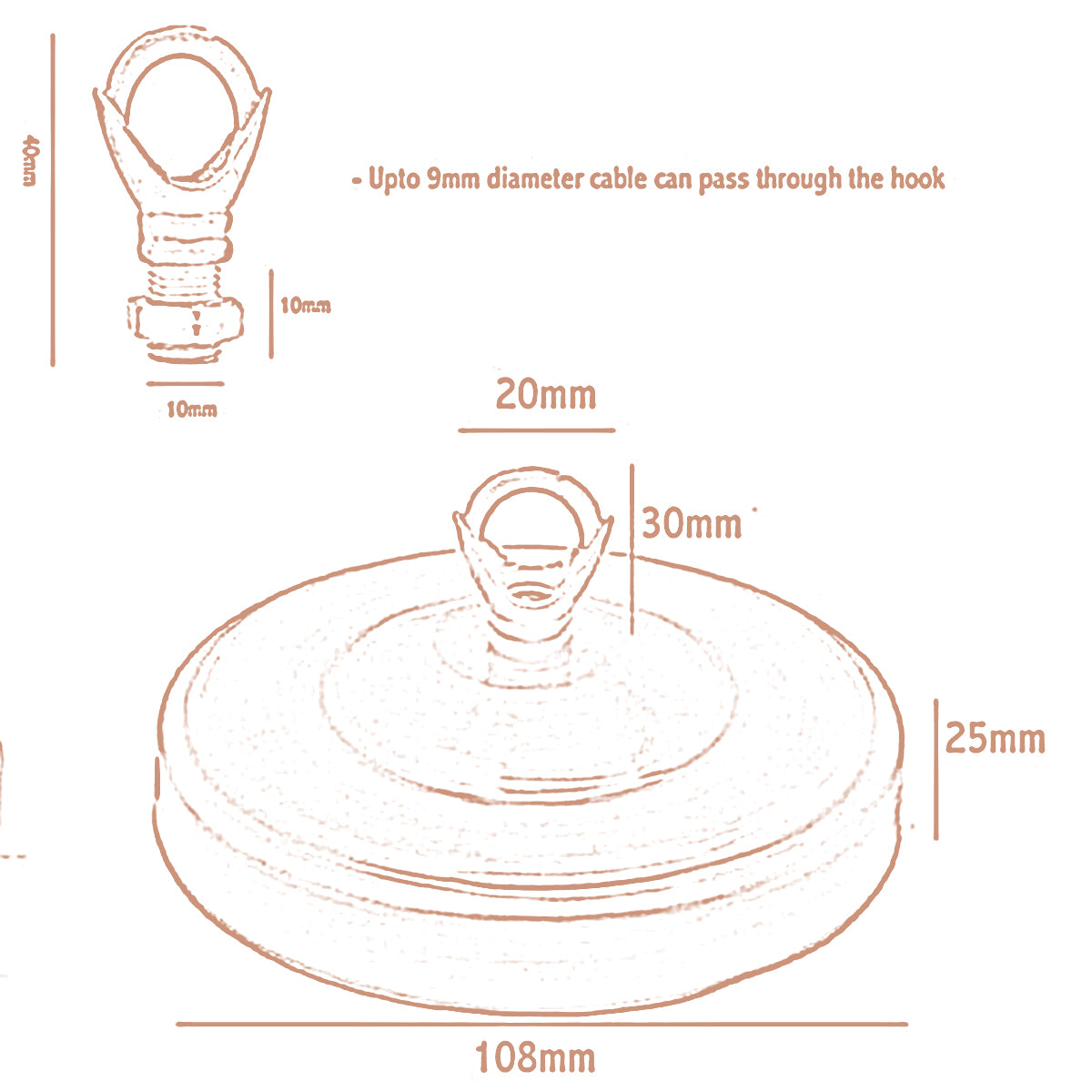 Black Color Ceiling Rose Hook Plate Light Fitting Chandelier 108mm Diameter~2643 - LEDSone UK Ltd