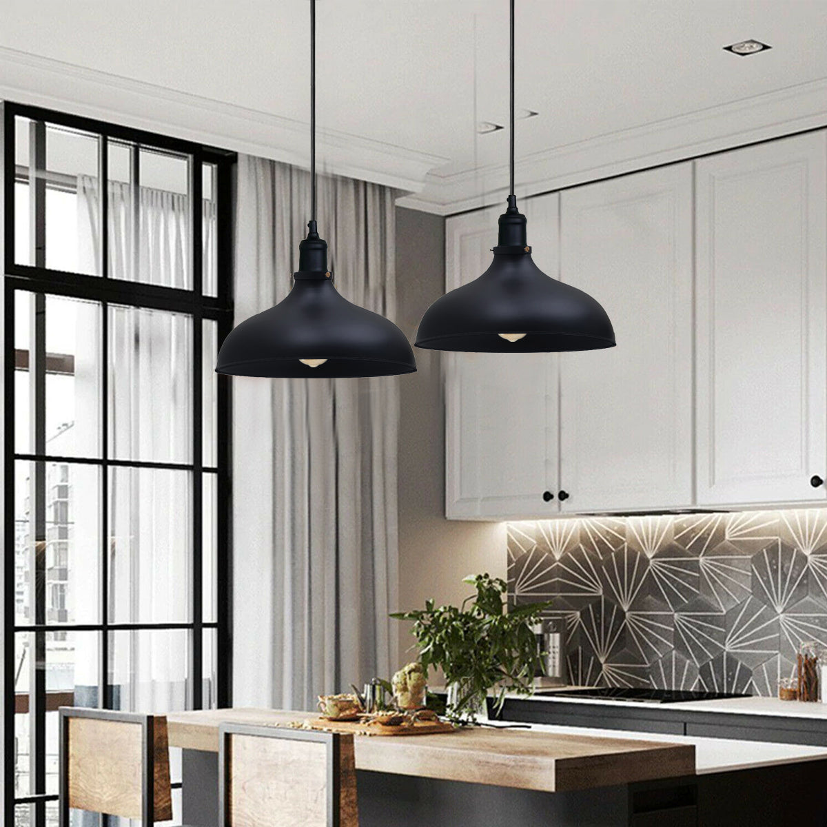 Black Industrial Retro Ceiling Pendant Light~1478 - LEDSone UK Ltd