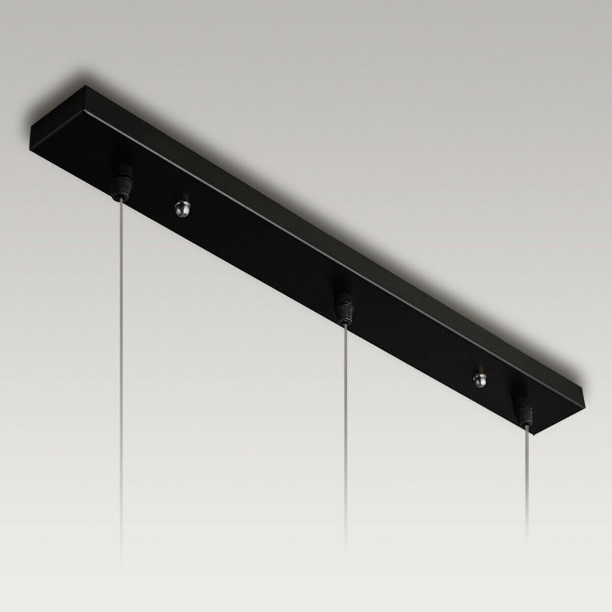 3 Outlet 500mm Black Metal Ceiling Rose Square~1169 - LEDSone UK Ltd