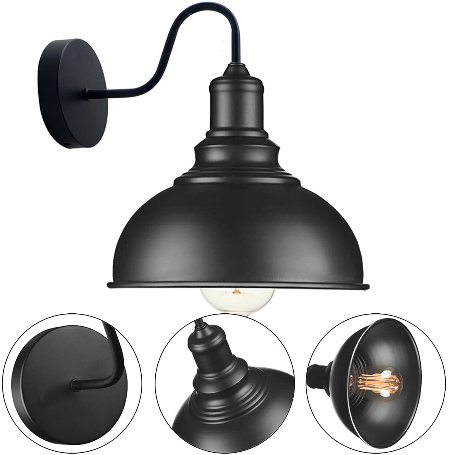 Stylish Black Metal Wall Light Living Room Décor