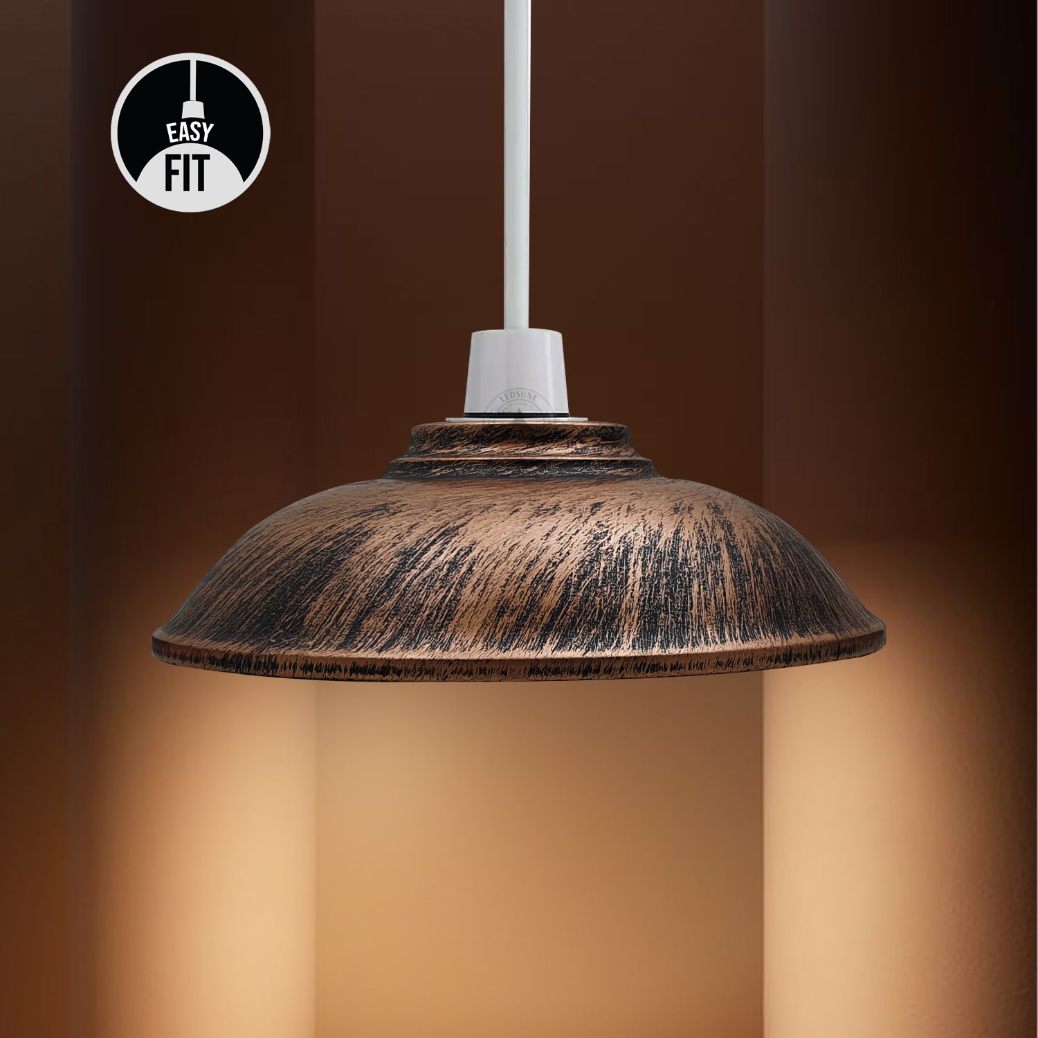 industrial pendant light with rustic copper finish