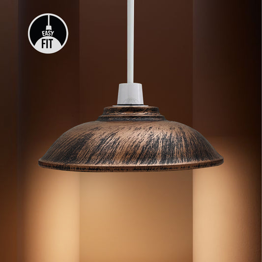 industrial pendant light with rustic copper finish