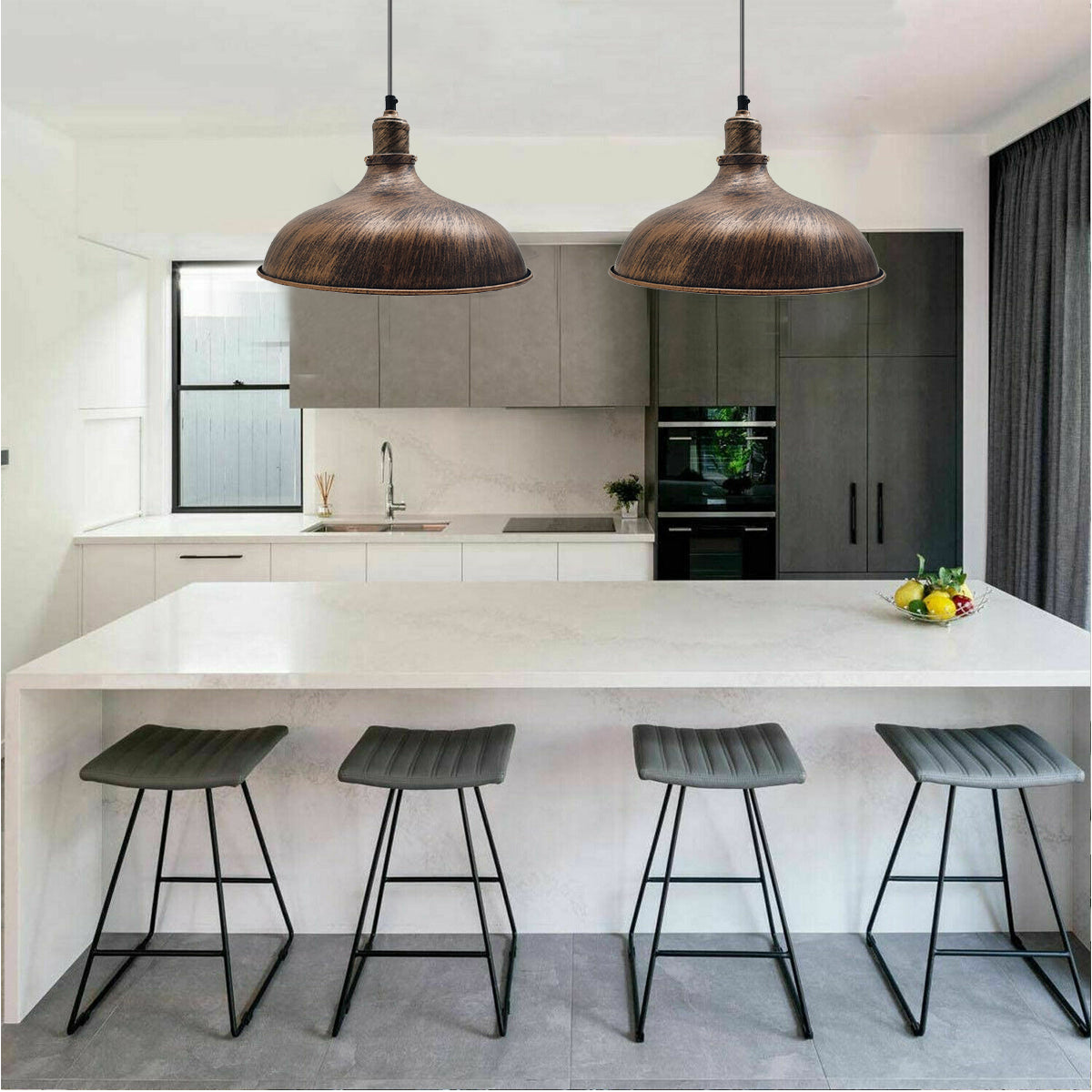 Brushed Copper Industrial Retro Ceiling Pendant Light