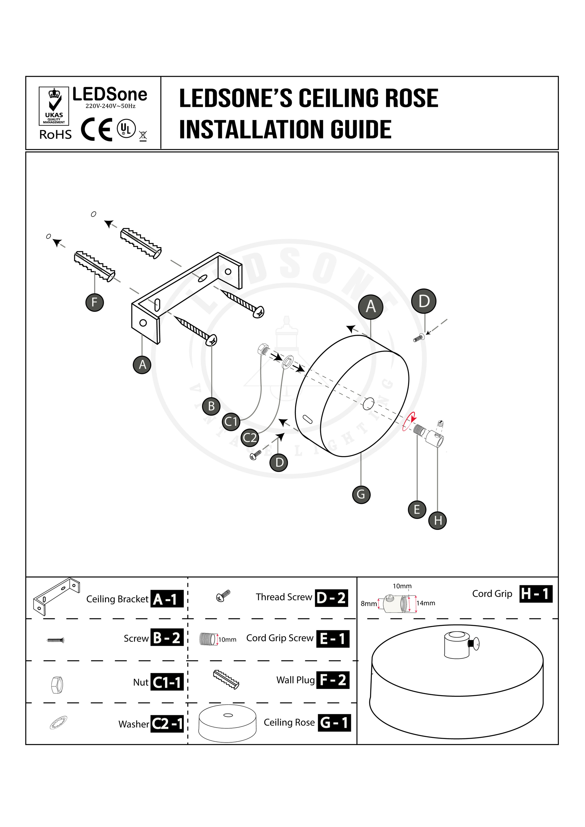 LEDSone industrial vintage 1 Outlet Yellow Brass Metal Ceiling Rose 120x25mm~2756 - LEDSone UK Ltd