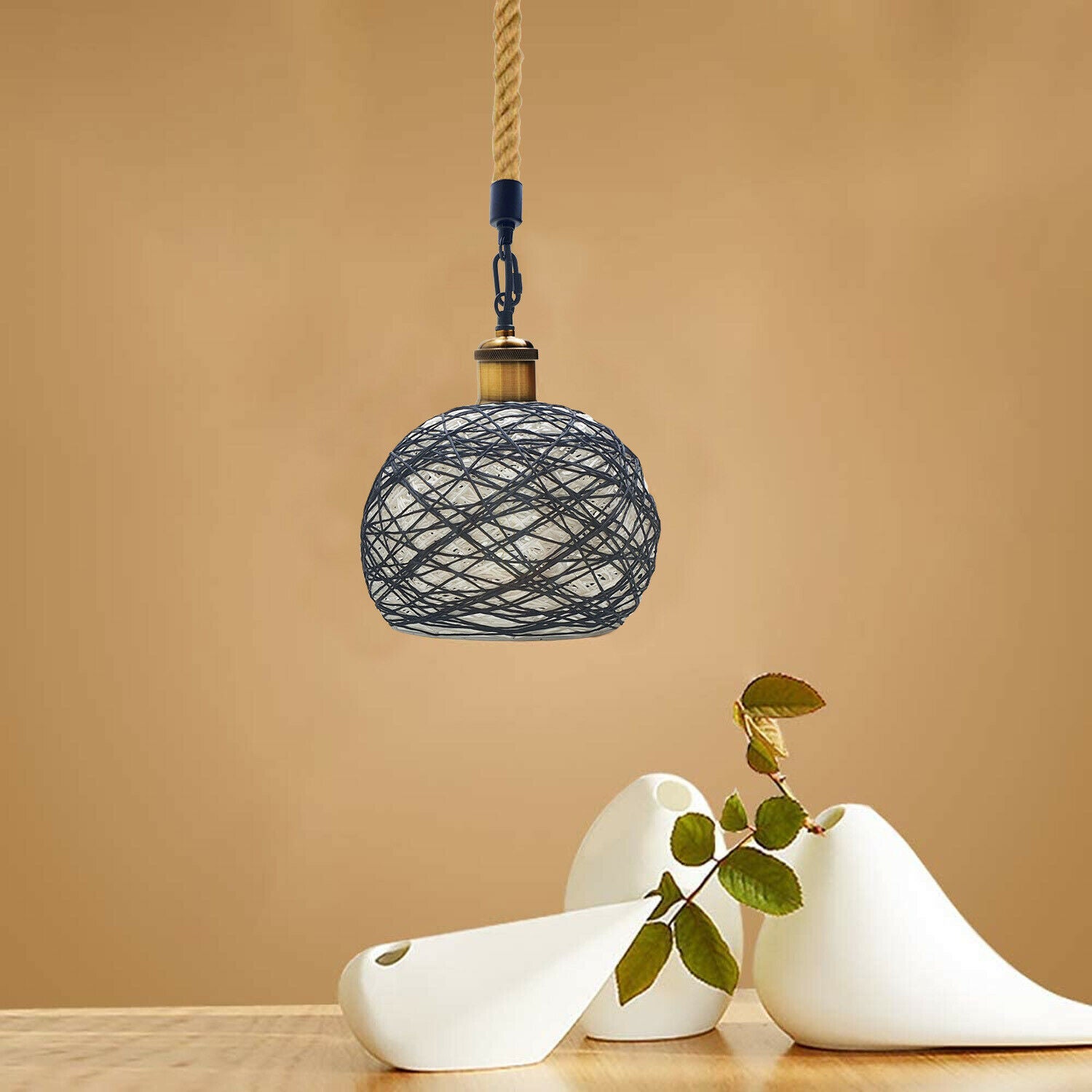 Vintage Rope Rattan Pendant light
