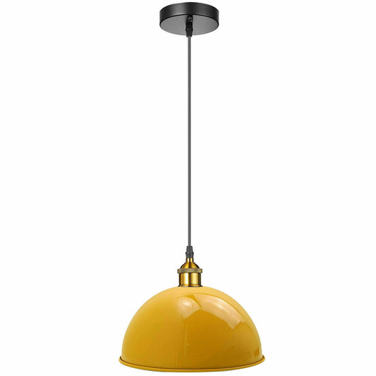 Yellow Retro Pendant Light Industrial Lights 40cm Metal Shade Chandelier~1850 - LEDSone UK Ltd