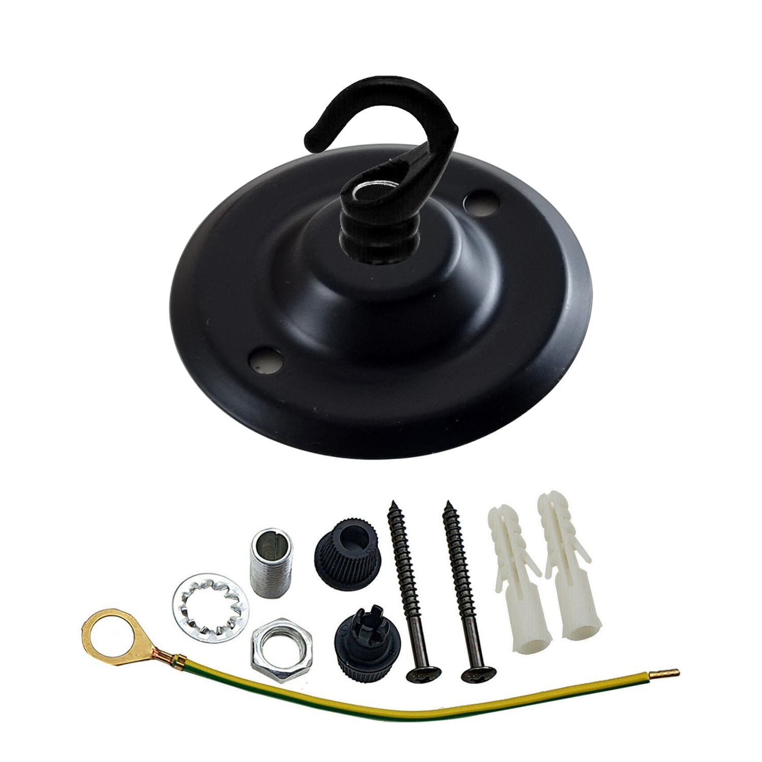 75mm Front Fitting Color Ceiling Hook With Single Point Drop Outlet Plate~1448 - LEDSone UK Ltd