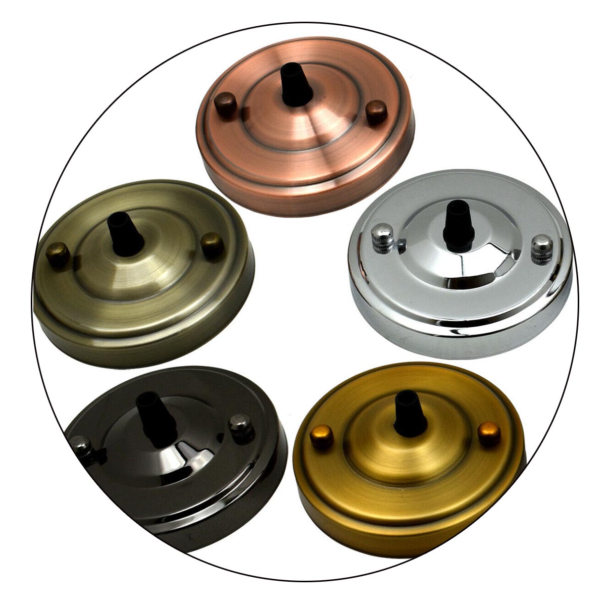 108mm Single Outlet Drop Metal Front Fitting Ceiling Rose