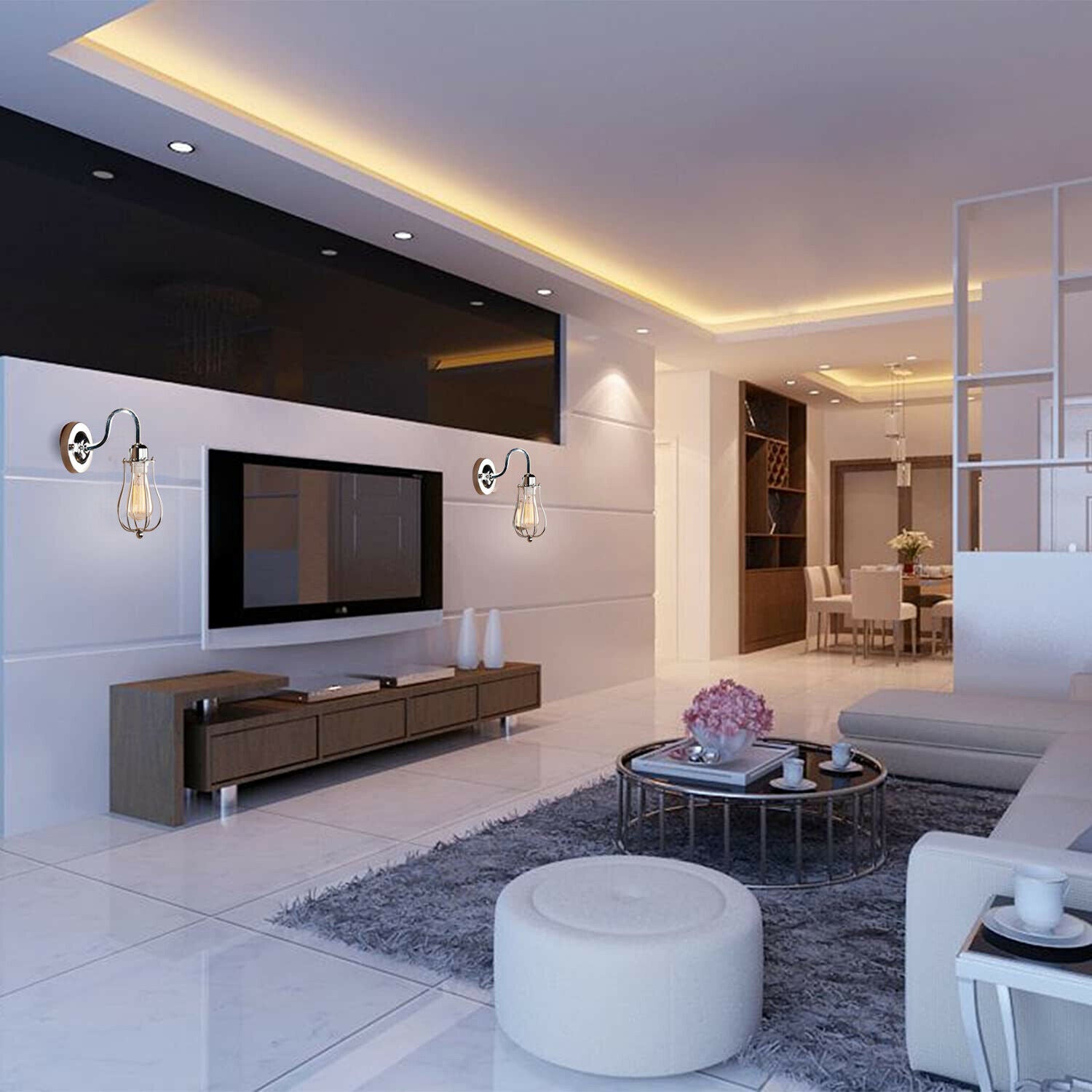 Chrome balloon cage Wall Set with Free Bulb~2113 - LEDSone UK Ltd