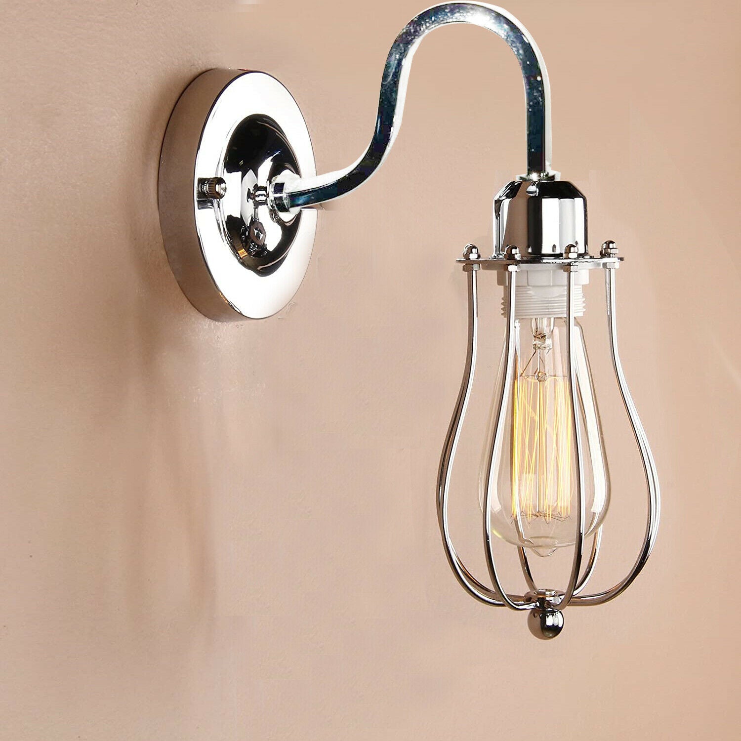 Chrome balloon cage Wall Set with Free Bulb~2113 - LEDSone UK Ltd