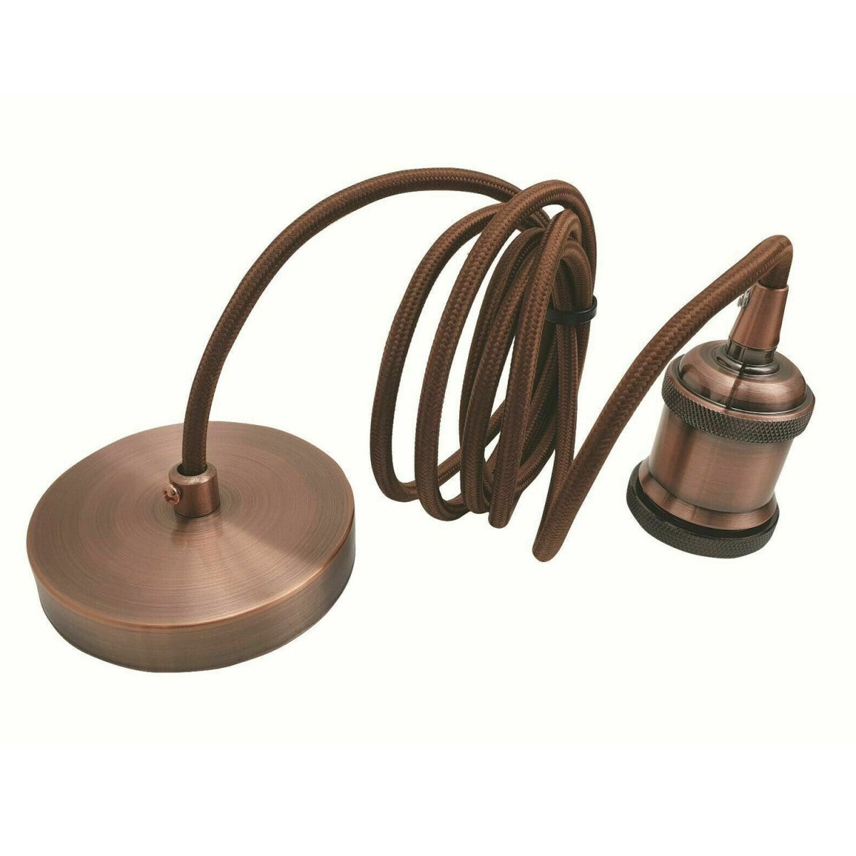 2m Brown Round Cable E27 Base Copper Holder~1718 - LEDSone UK Ltd